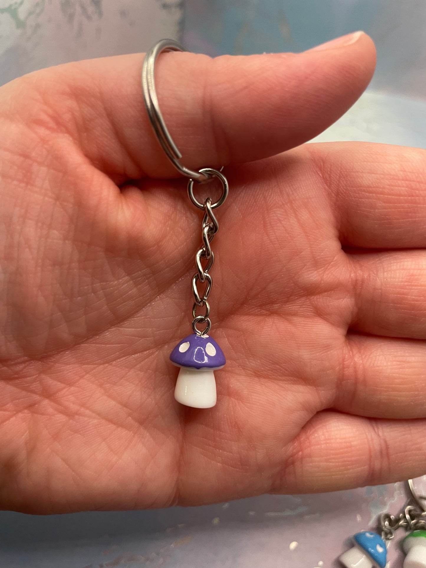 Mini mushroom keychain