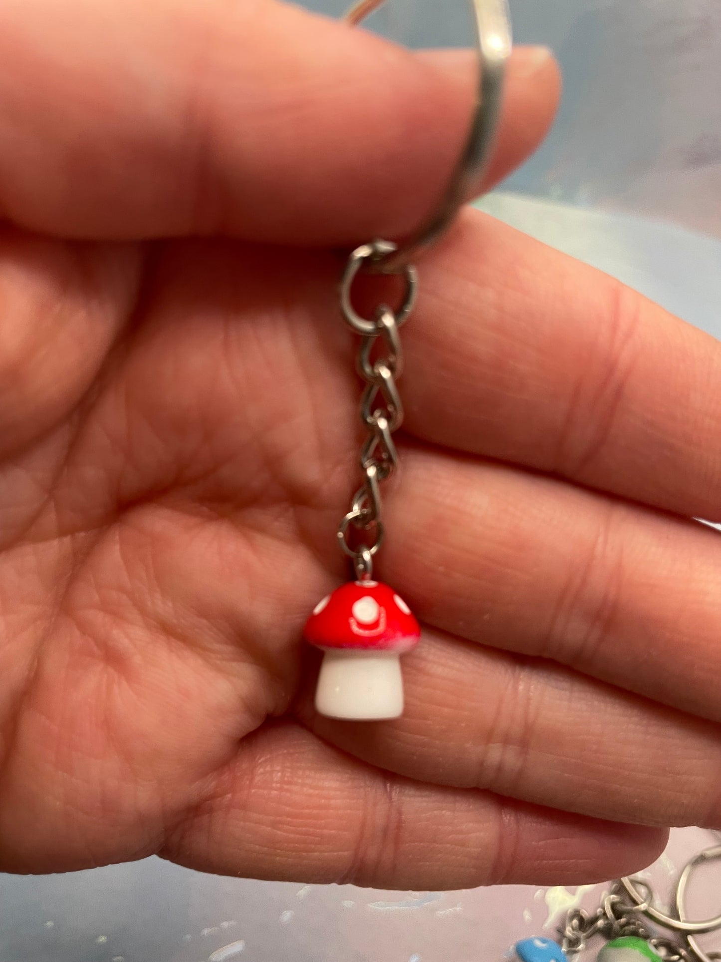 Mini mushroom keychain