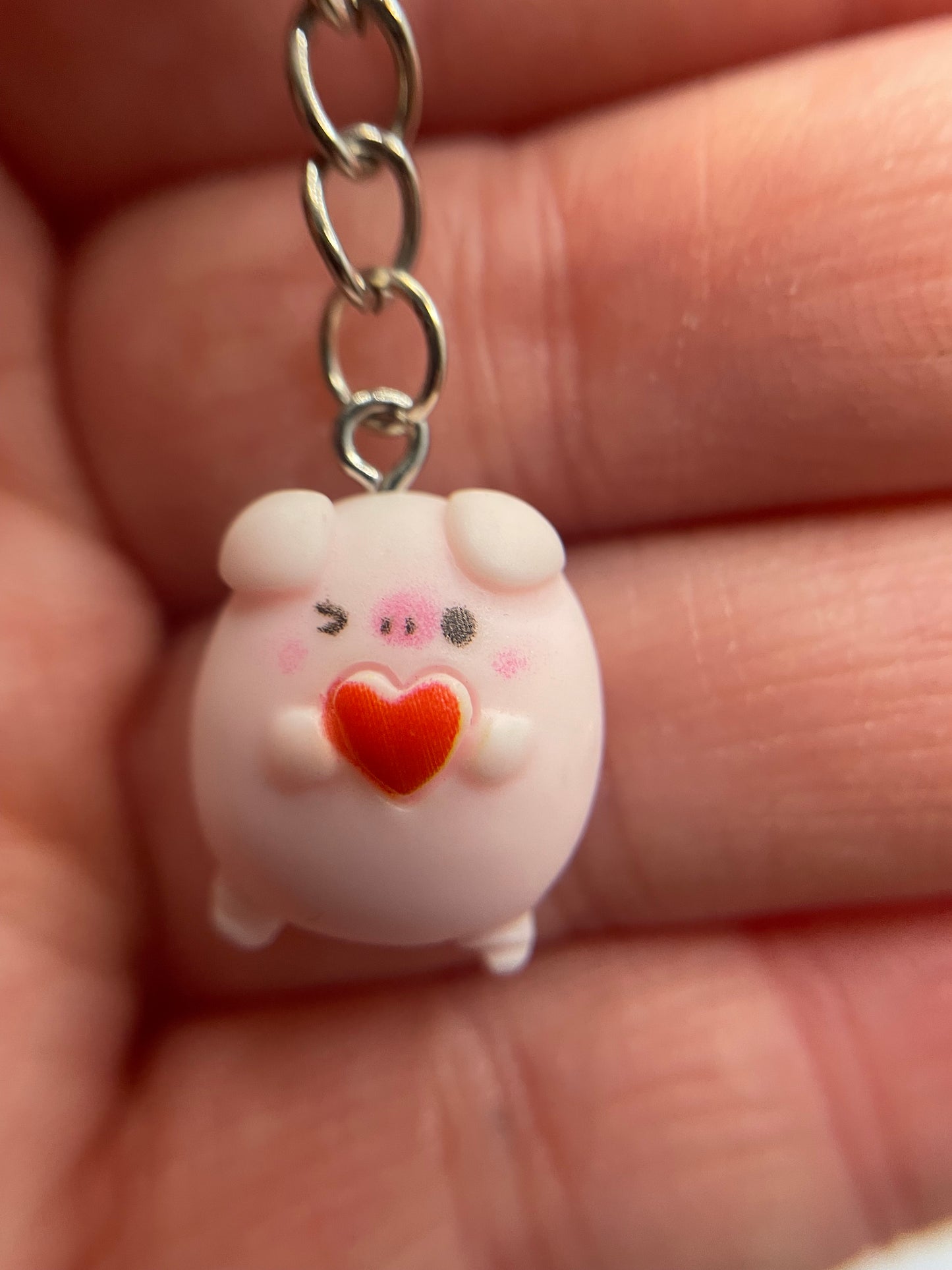 Cute Pig Keychain with Heart