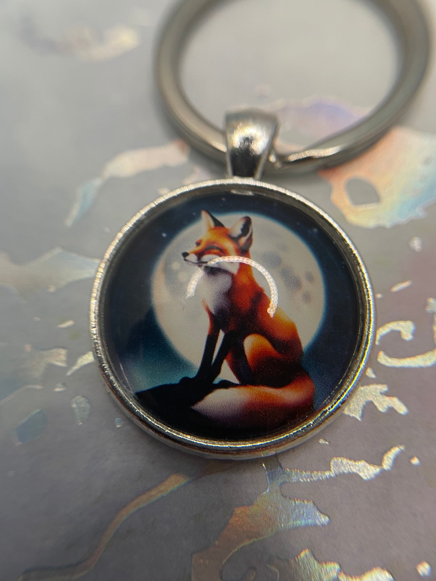 Fox Keychain – Silver Bezel