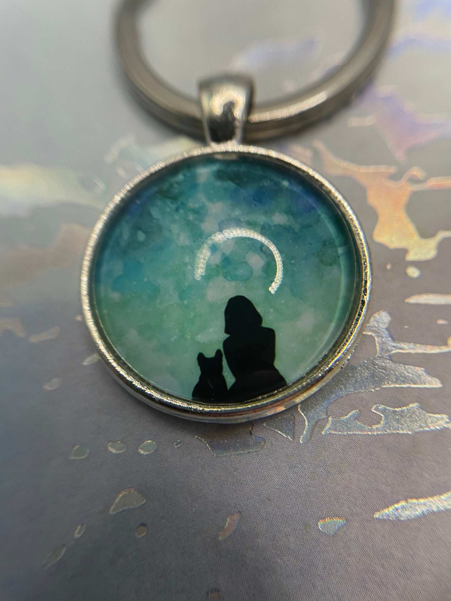 Best Friend & Me Keychain – Silver Bezel