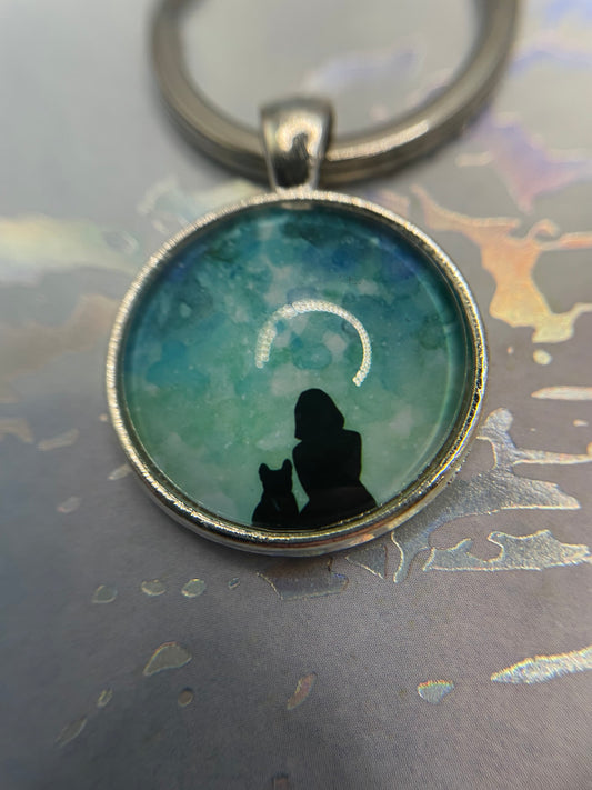 Best Friend & Me Keychain – Silver Bezel