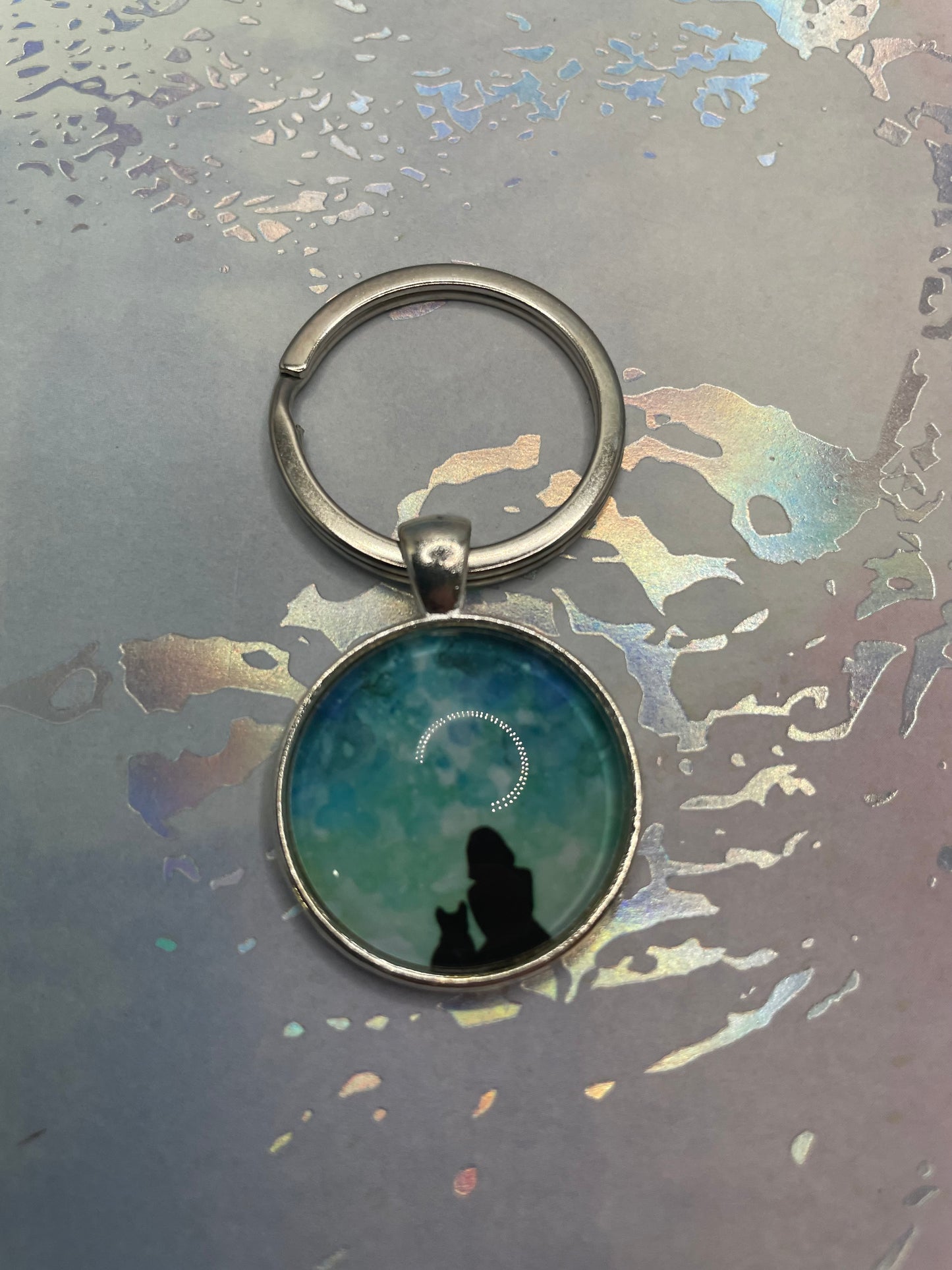 Best Friend & Me Keychain – Silver Bezel