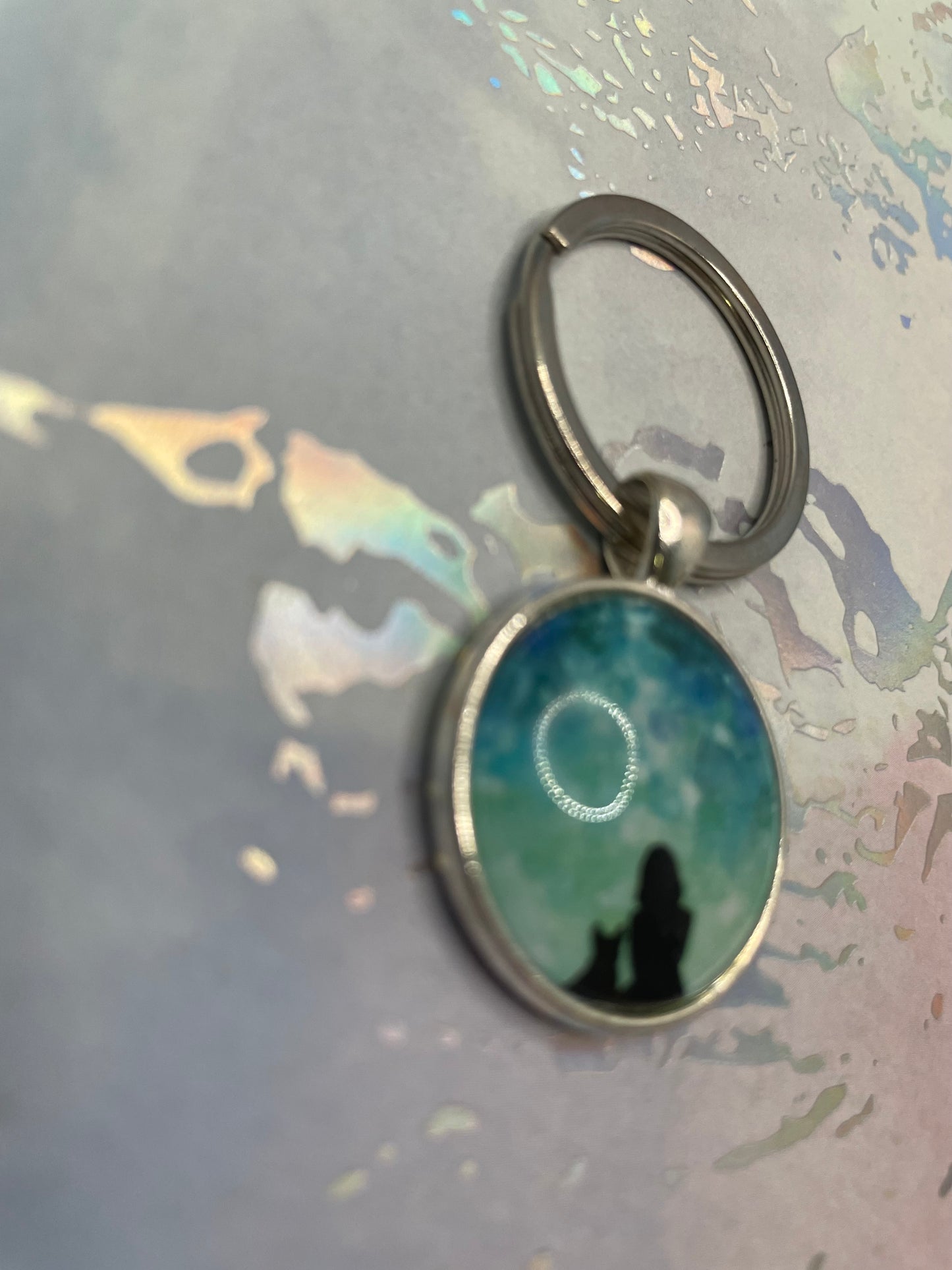 Best Friend & Me Keychain – Silver Bezel