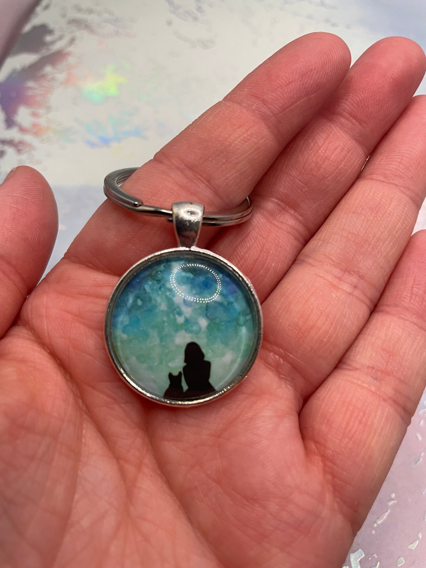 Best Friend & Me Keychain – Silver Bezel