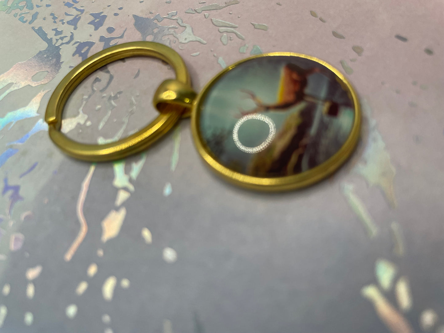 Deer Keychain – Gold Bezel