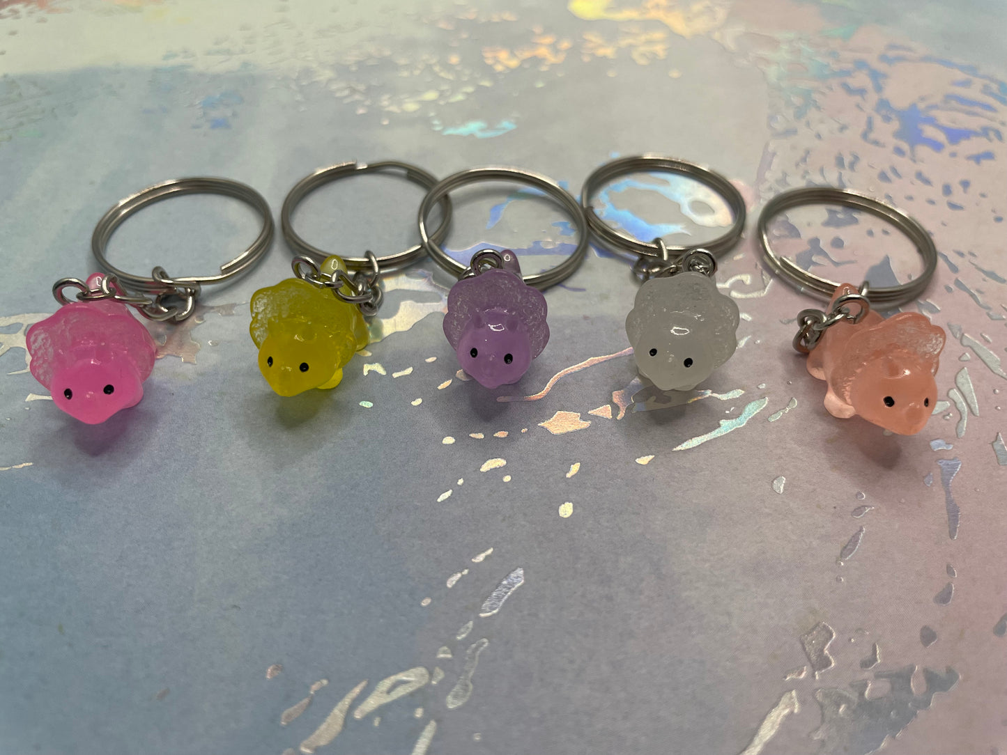 Glow-in-the-Dark Mini Triceratops Keychain