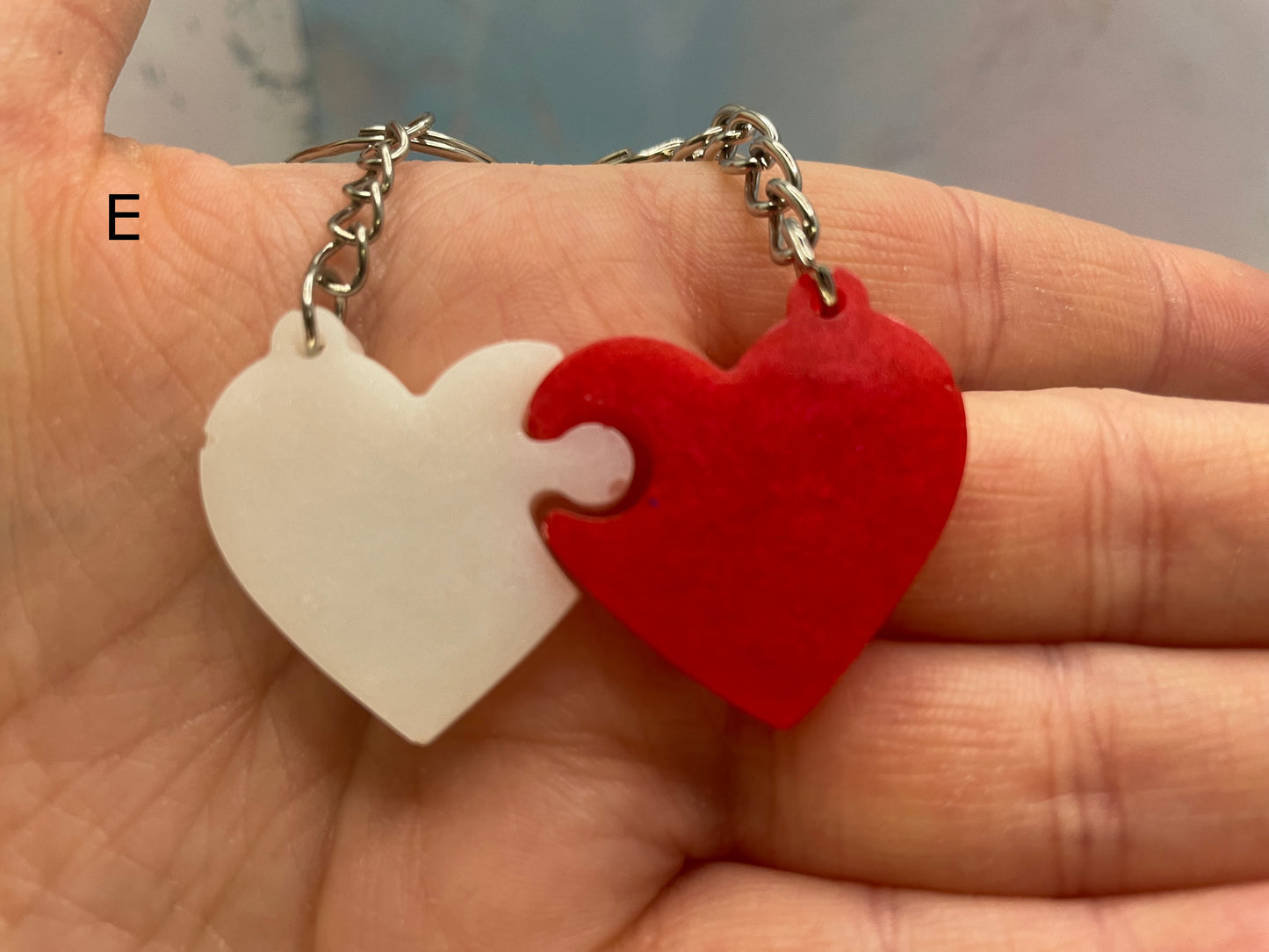 Matching Heart Puzzle Keychains (Set of 2)