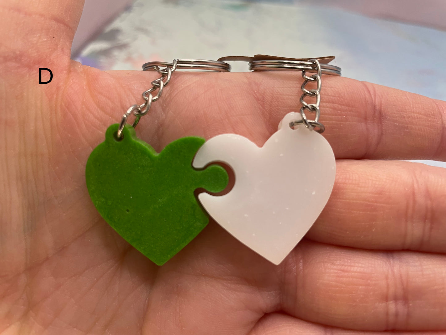 Matching Heart Puzzle Keychains (Set of 2)