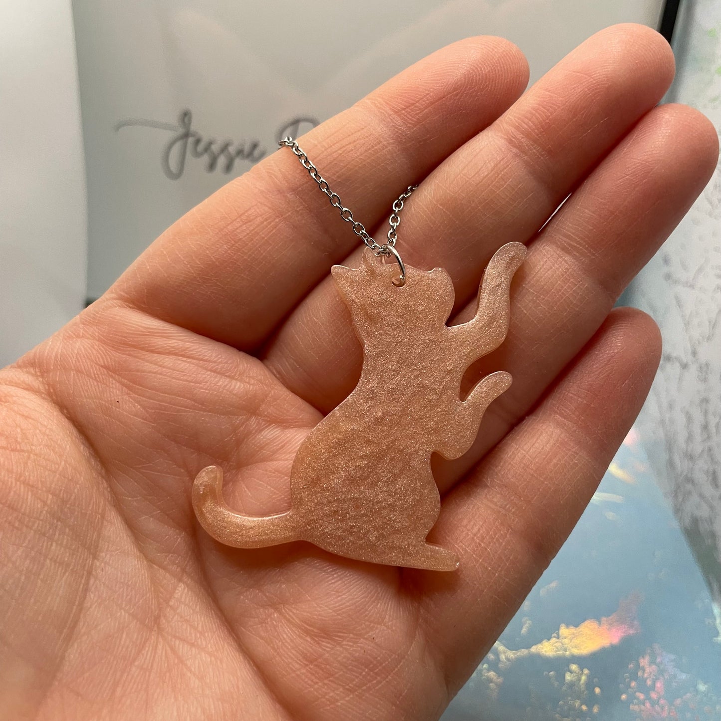 Collier Chat Rose - 23"Sans nickel+Acier inoxydable