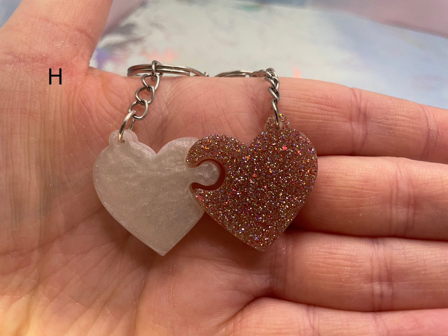 Matching Heart Puzzle Keychains (Set of 2)