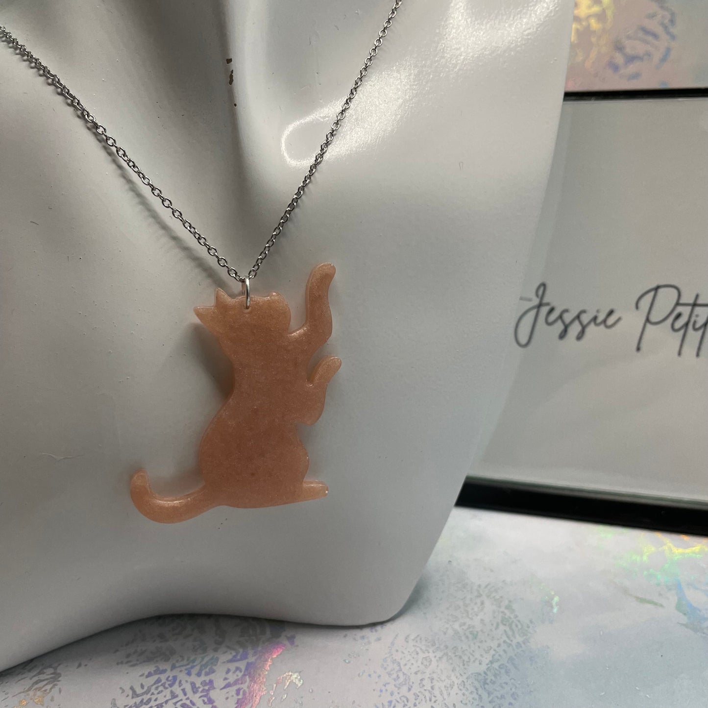 Collier Chat Rose - 23"Sans nickel+Acier inoxydable