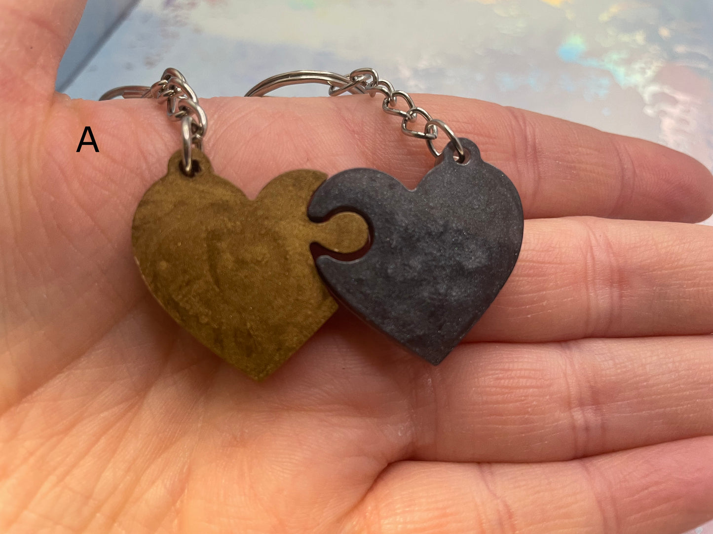 Matching Heart Puzzle Keychains (Set of 2)