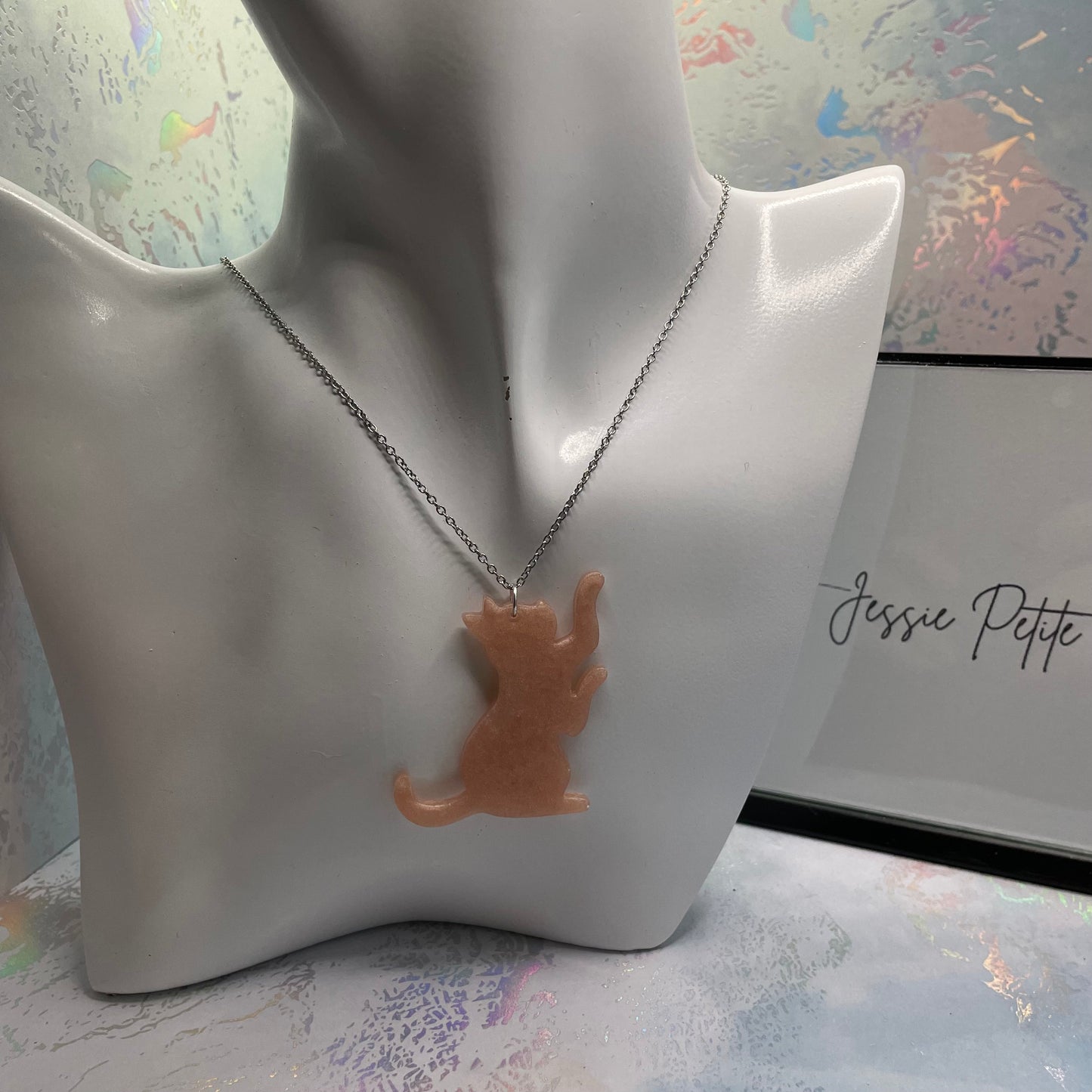 Collier Chat Rose - 23"Sans nickel+Acier inoxydable