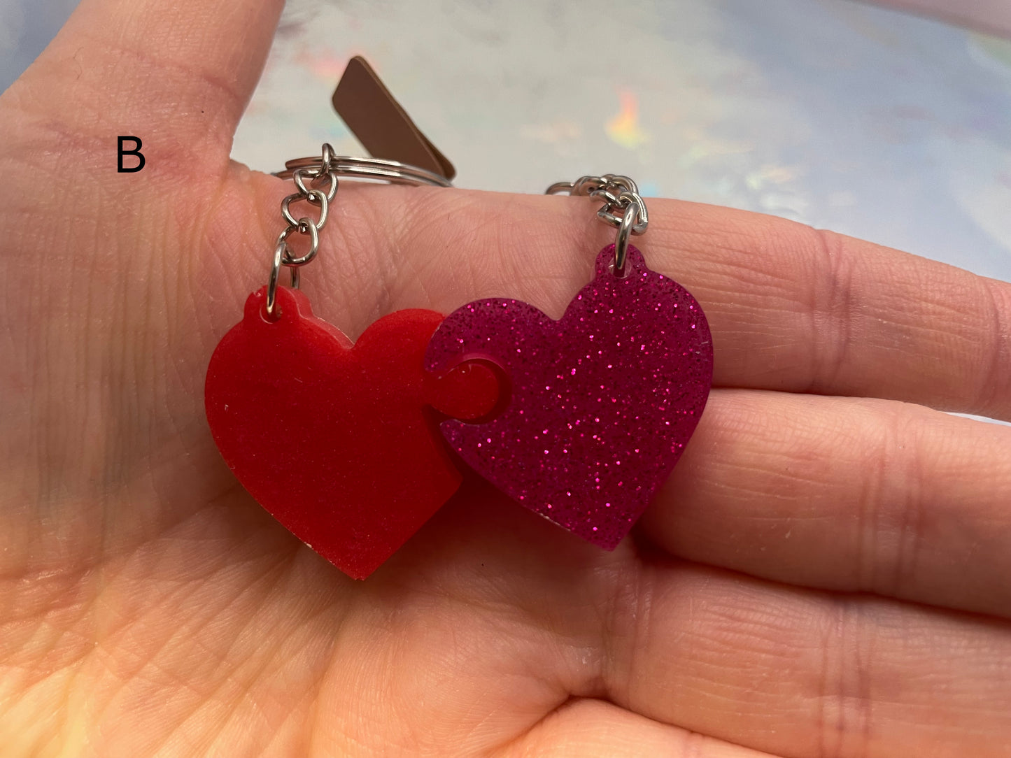 Matching Heart Puzzle Keychains (Set of 2)