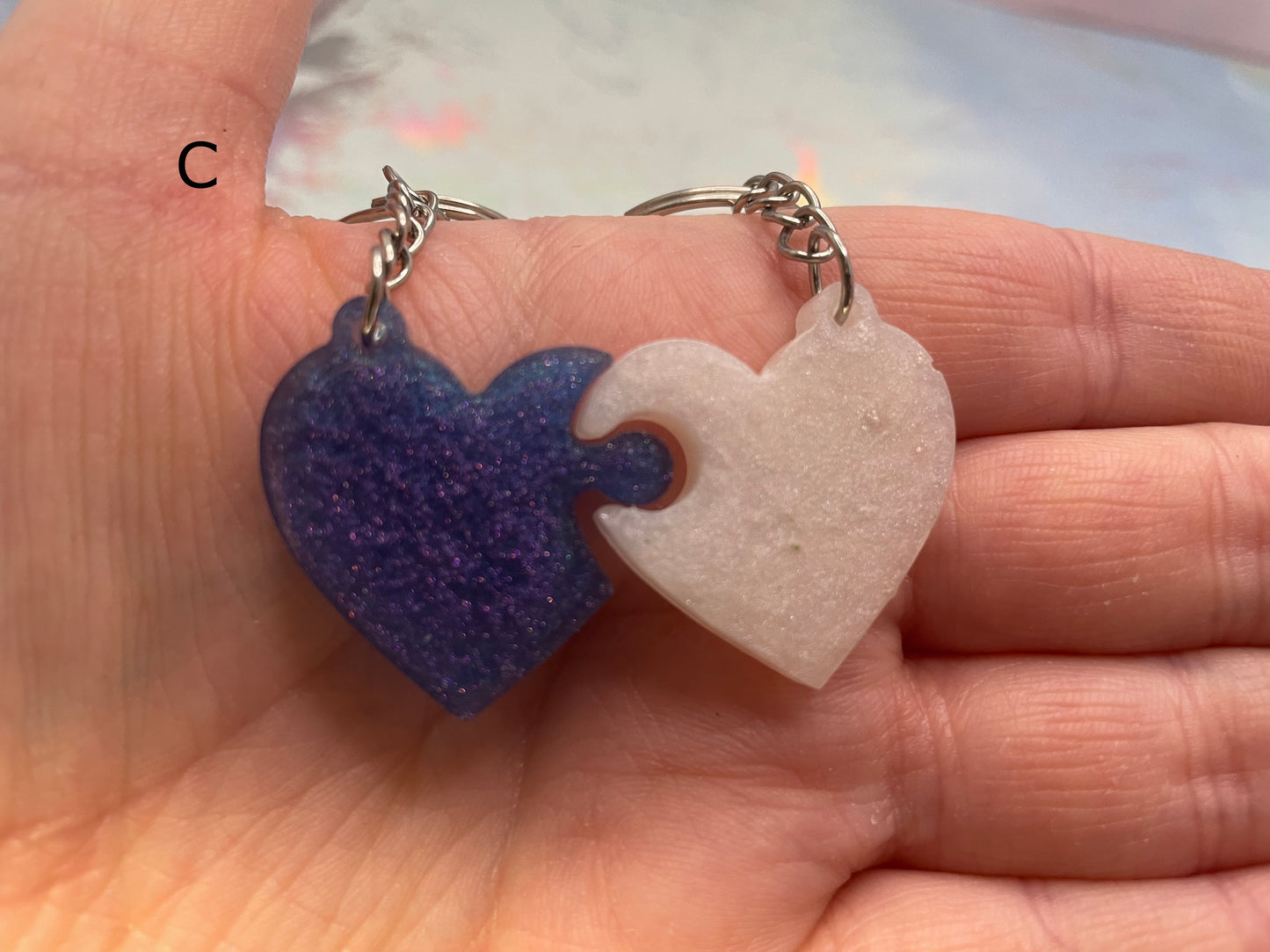 Matching Heart Puzzle Keychains (Set of 2)