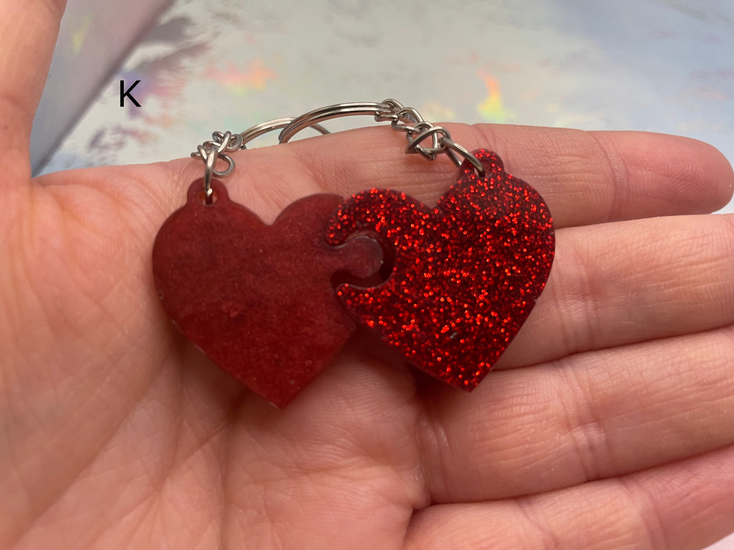 Matching Heart Puzzle Keychains (Set of 2)