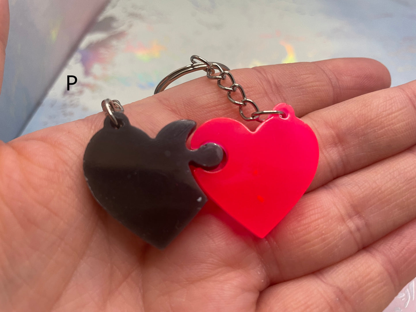 Matching Heart Puzzle Keychains (Set of 2)