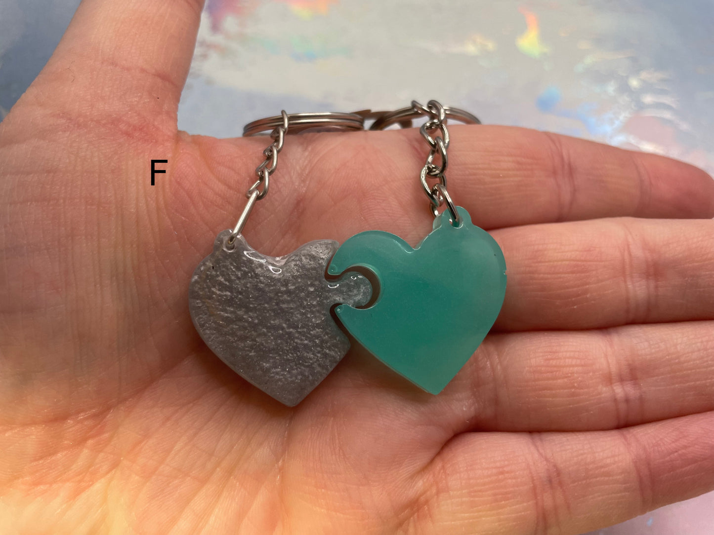 Matching Heart Puzzle Keychains (Set of 2)