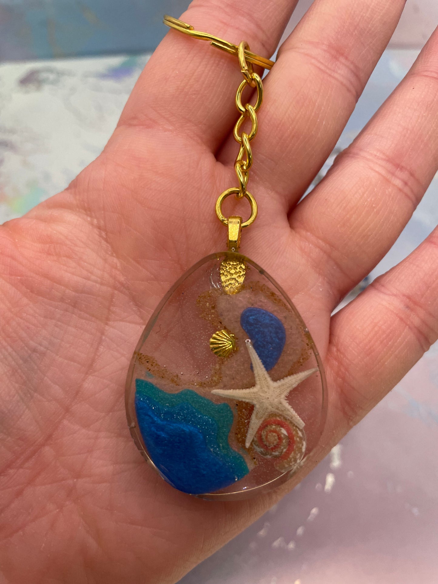 Ocean-Inspired Resin Keychain