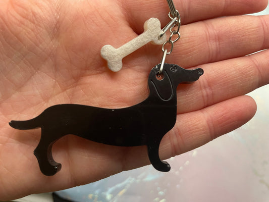 Wiener Dog & Bone Keychain