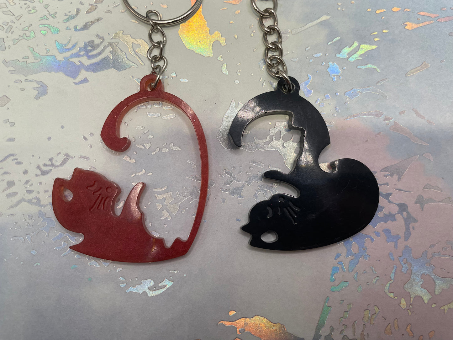 Matching Heart Cat Keychain