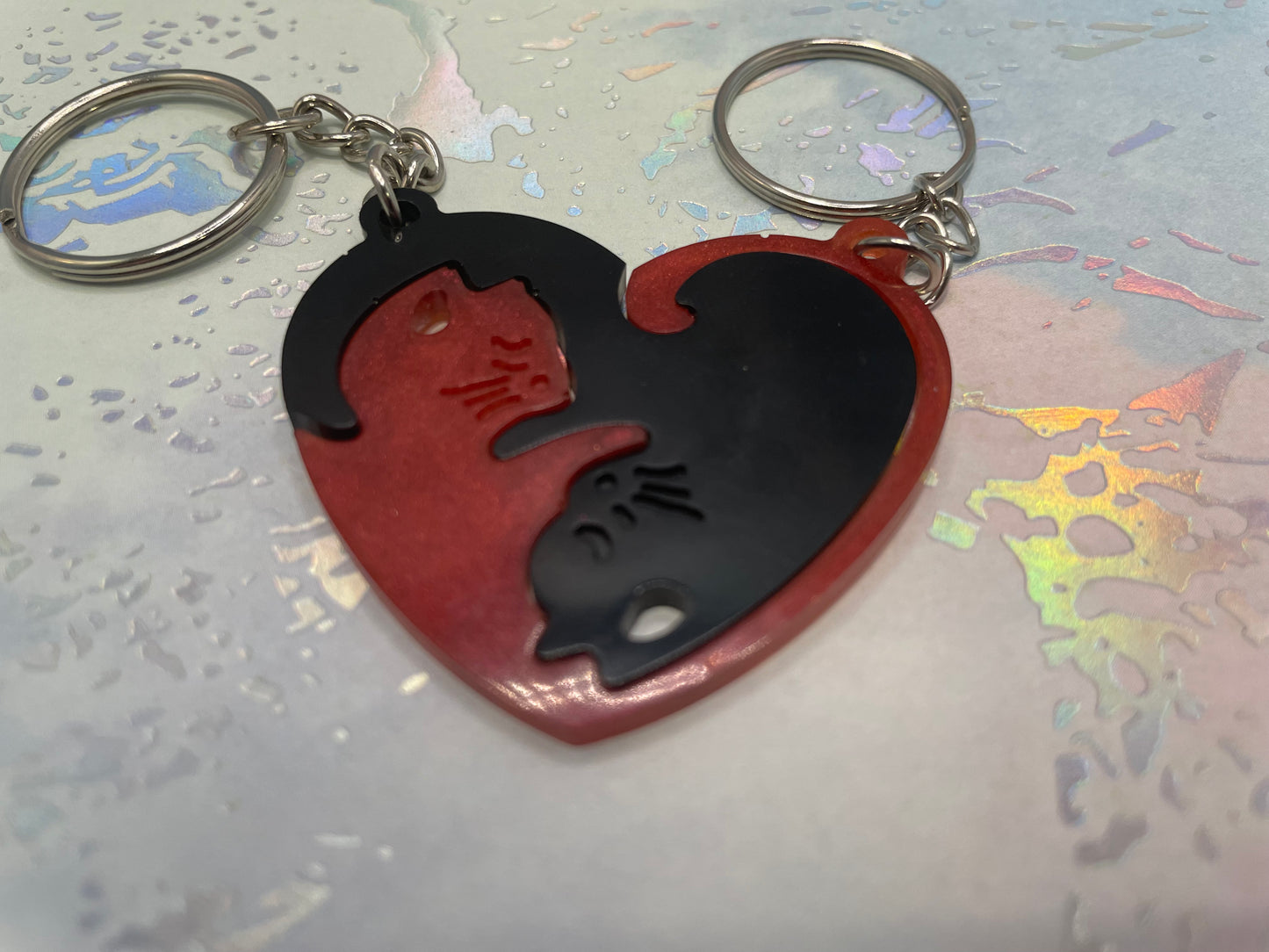 Matching Heart Cat Keychain