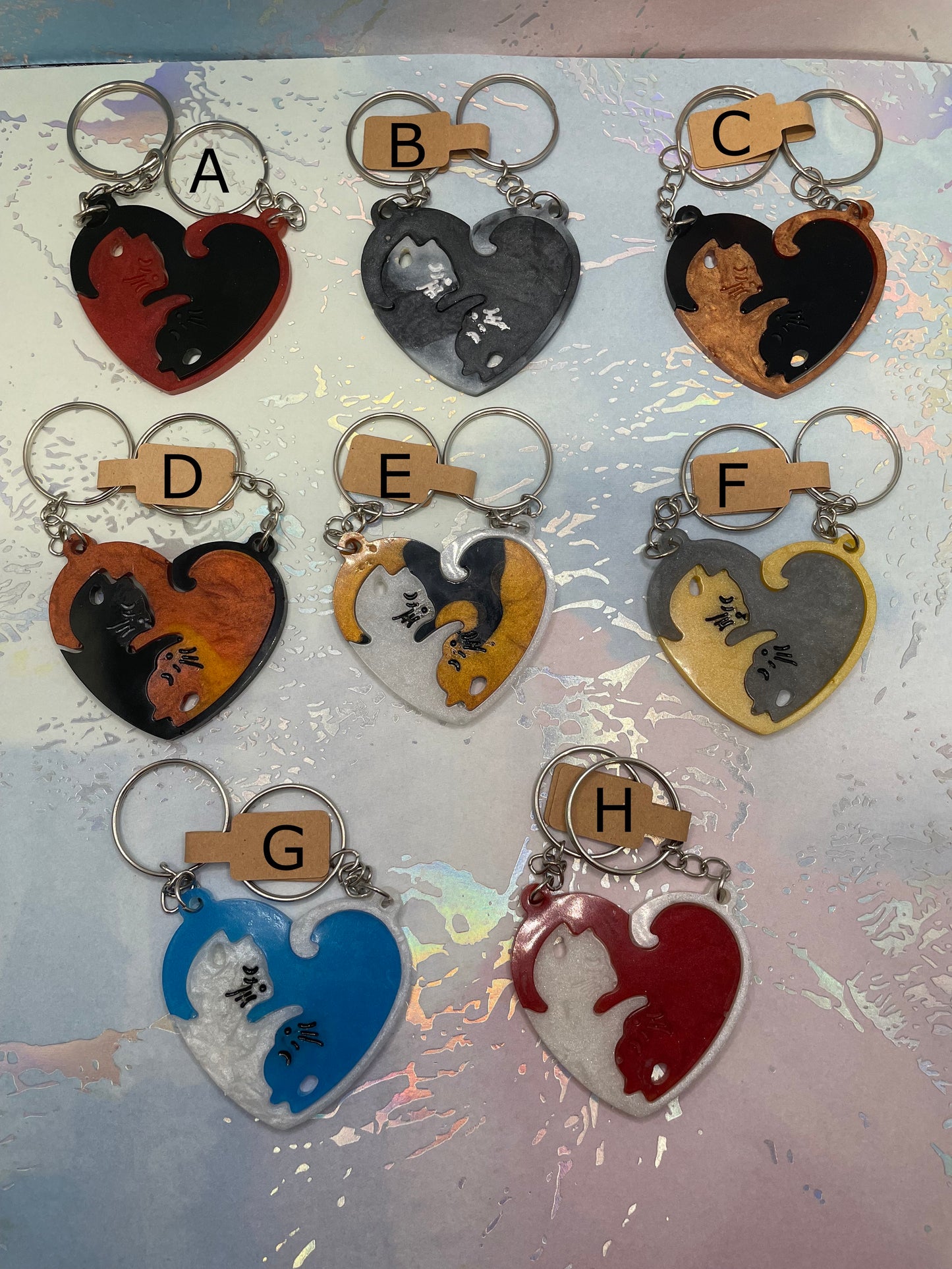 Matching Heart Cat Keychain