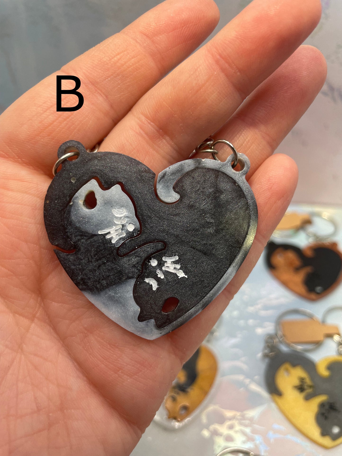Matching Heart Cat Keychain