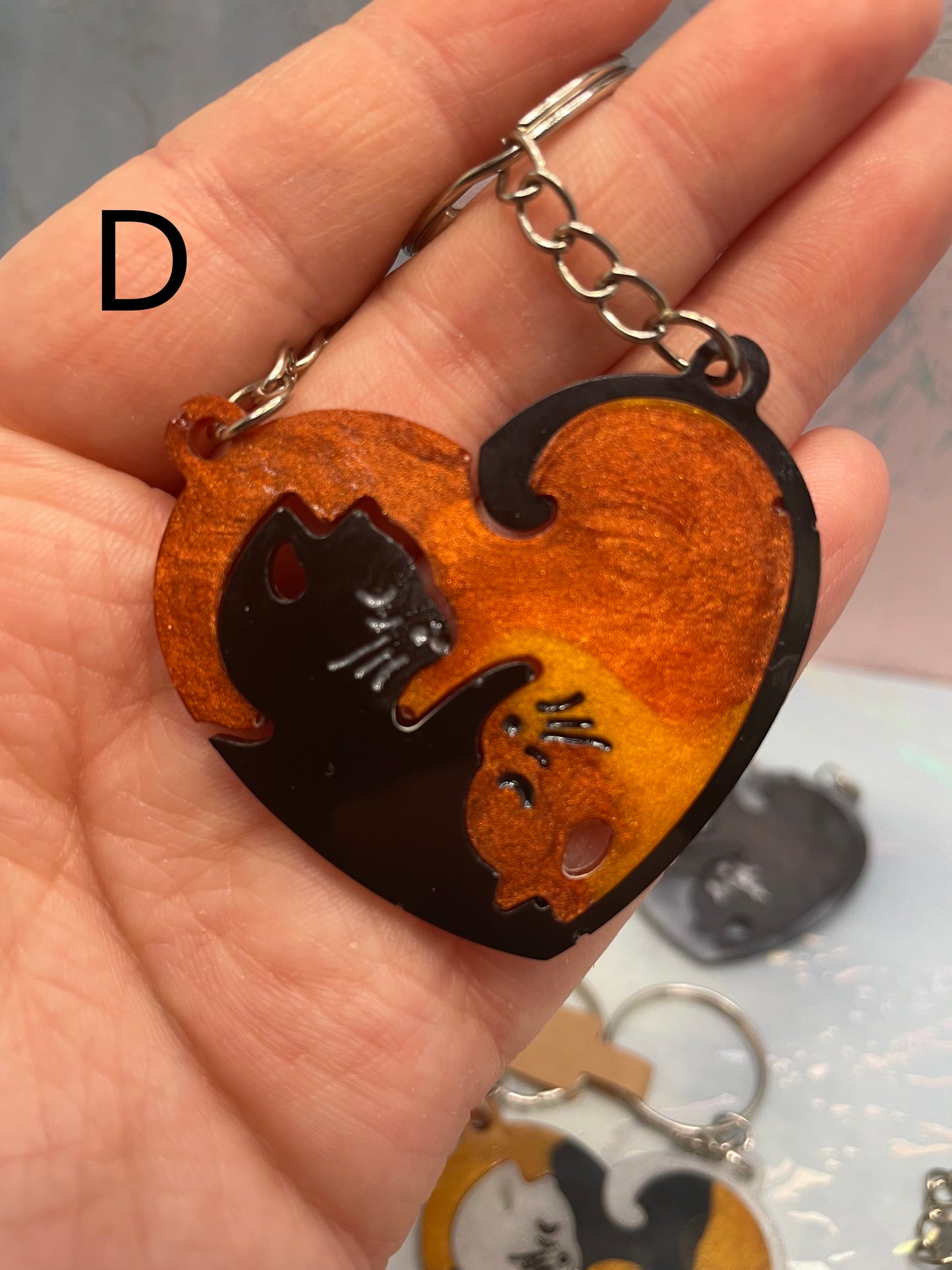Matching Heart Cat Keychain