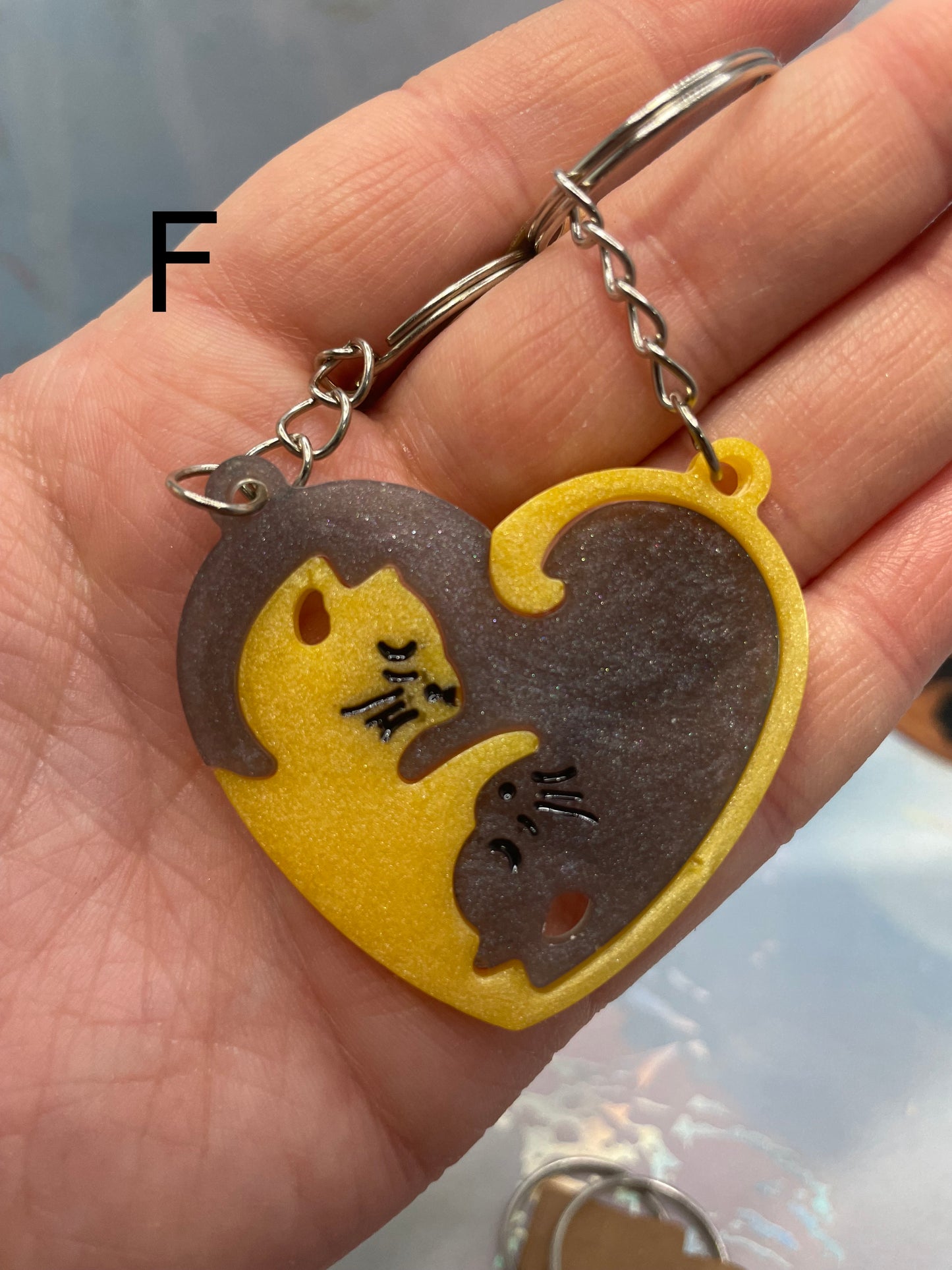 Matching Heart Cat Keychain