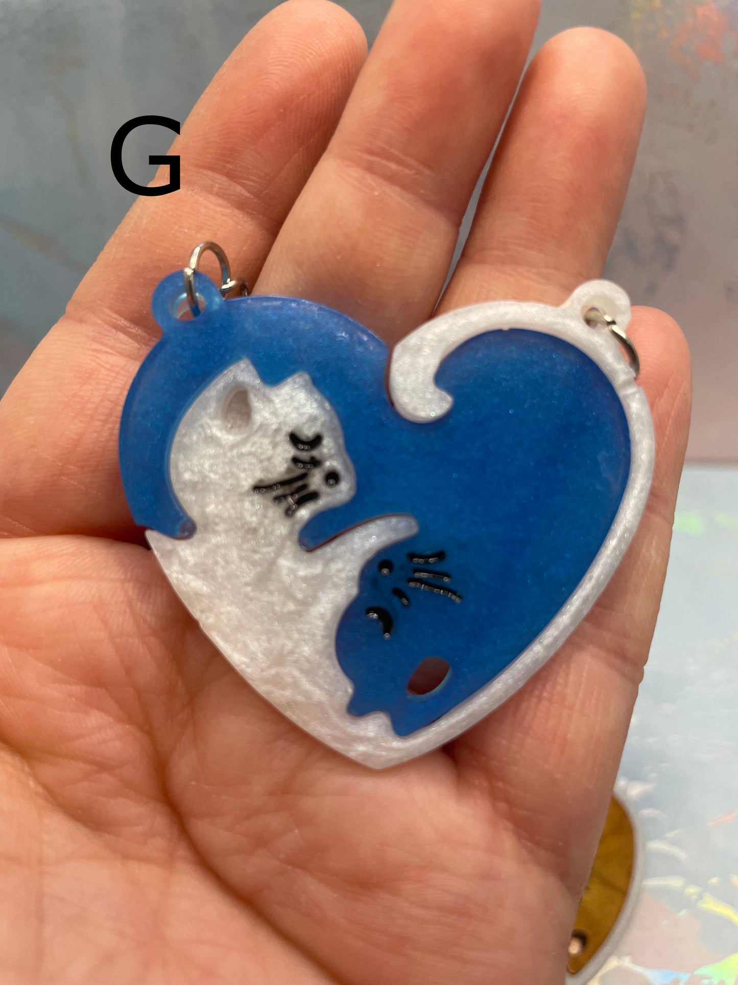 Matching Heart Cat Keychain
