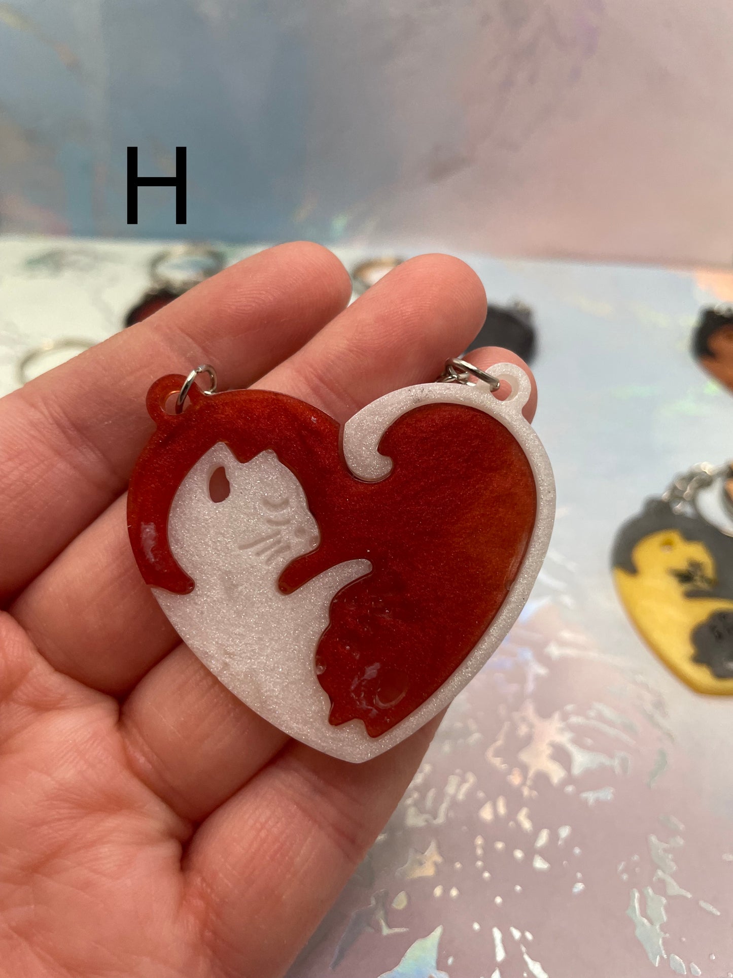 Matching Heart Cat Keychain