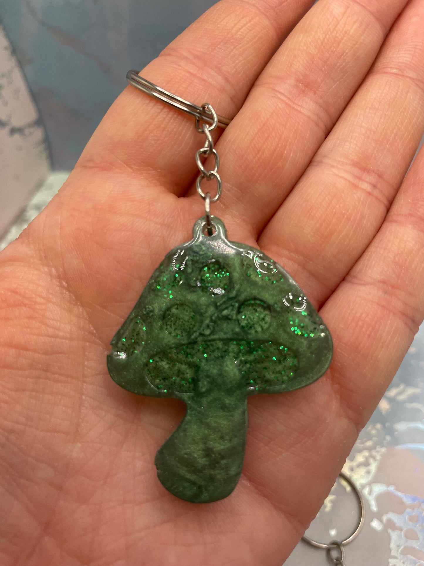 Mushroom Resin Keychain