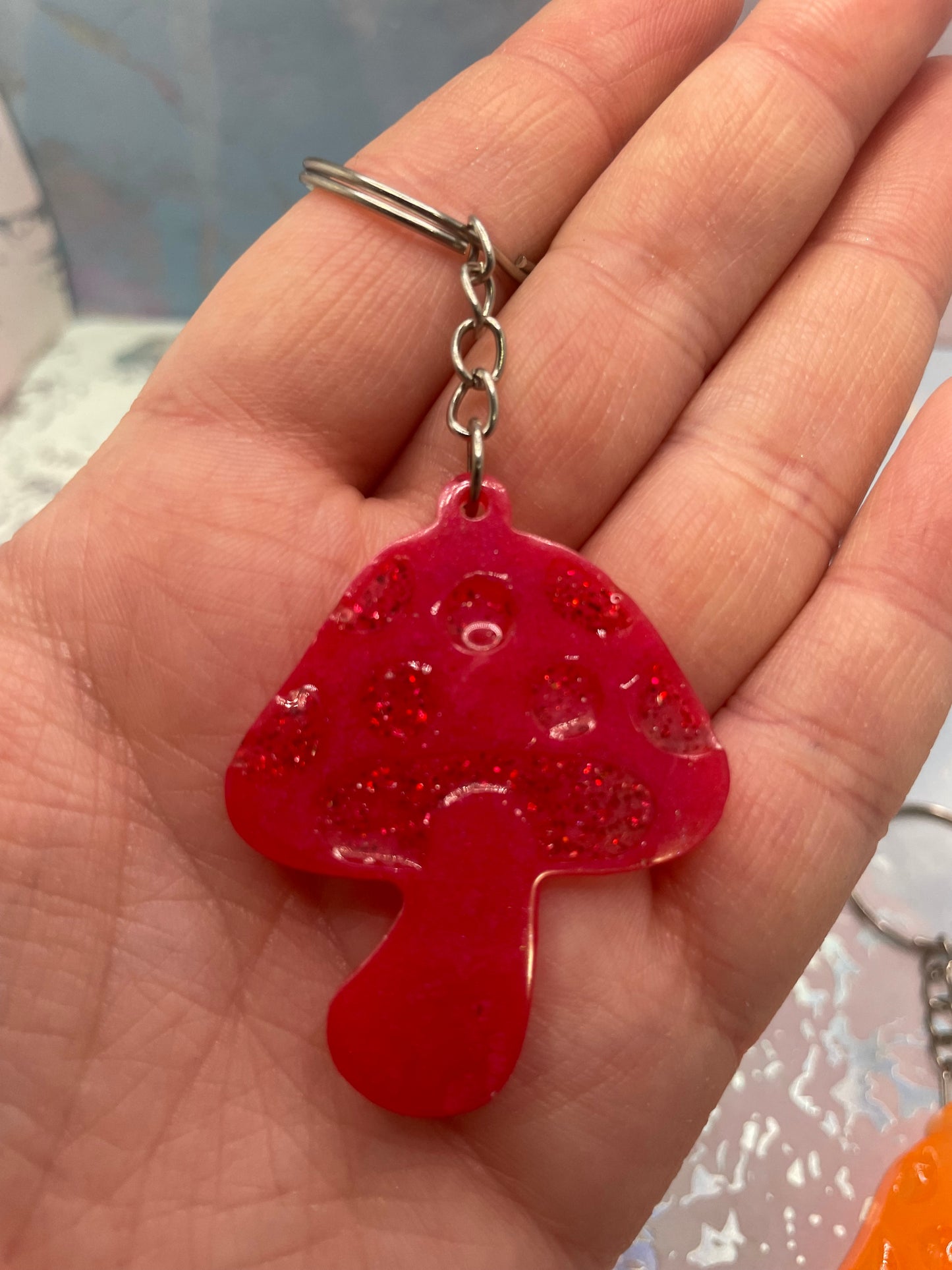 Mushroom Resin Keychain