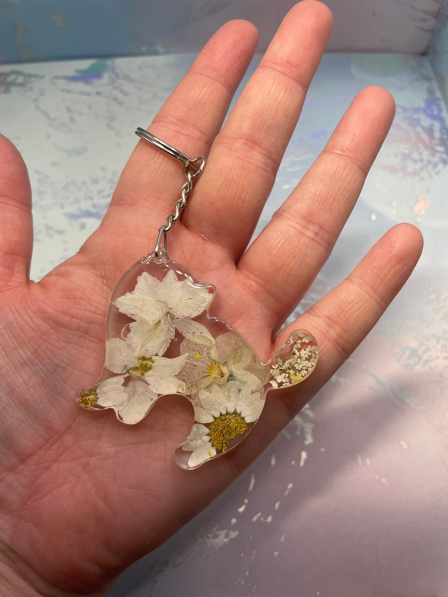 Flower Cat Keychain – Real Dried Flowers