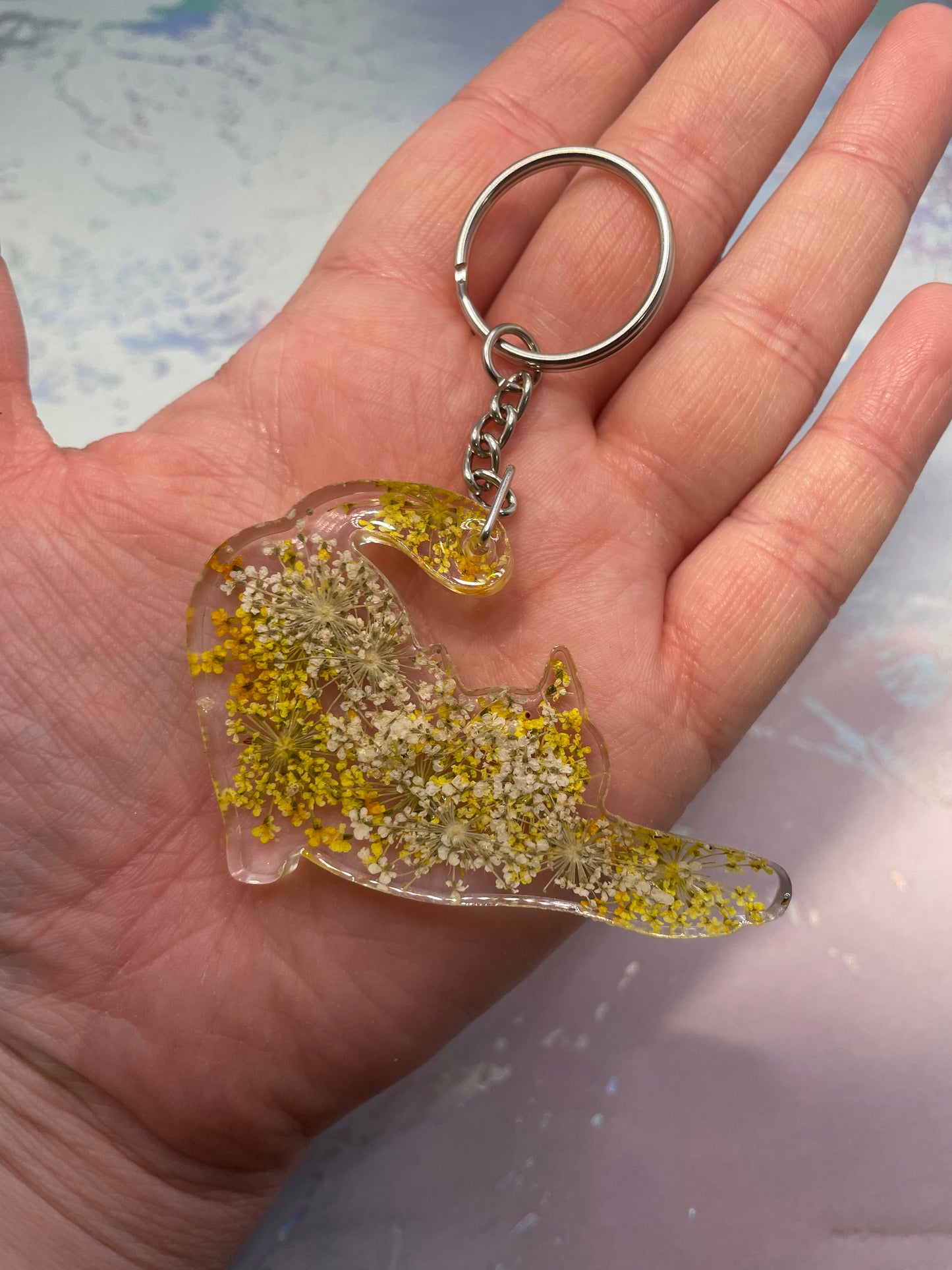 Flower Cat Keychain – Real Dried Flowers