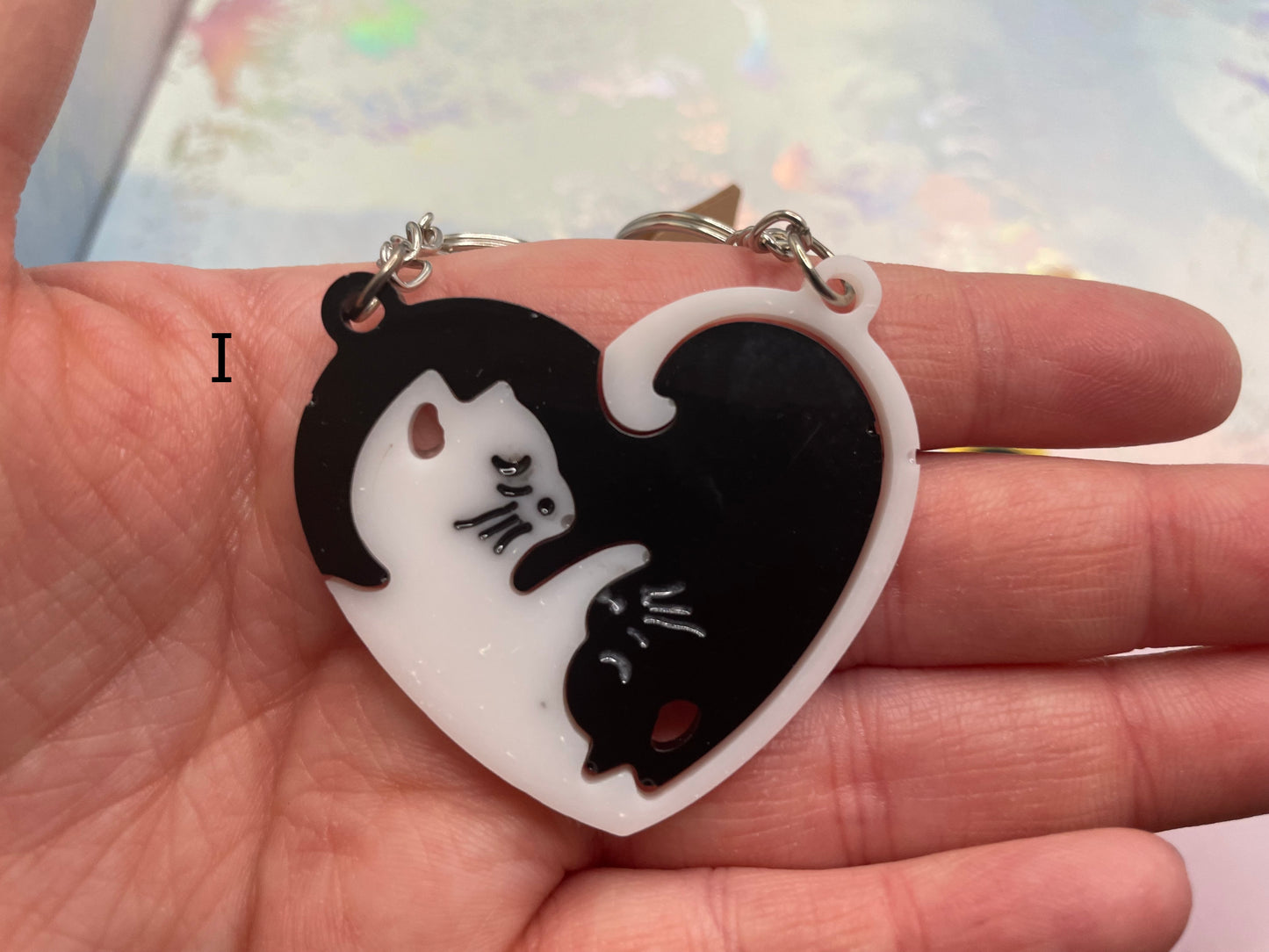 Matching Heart Cat Keychain