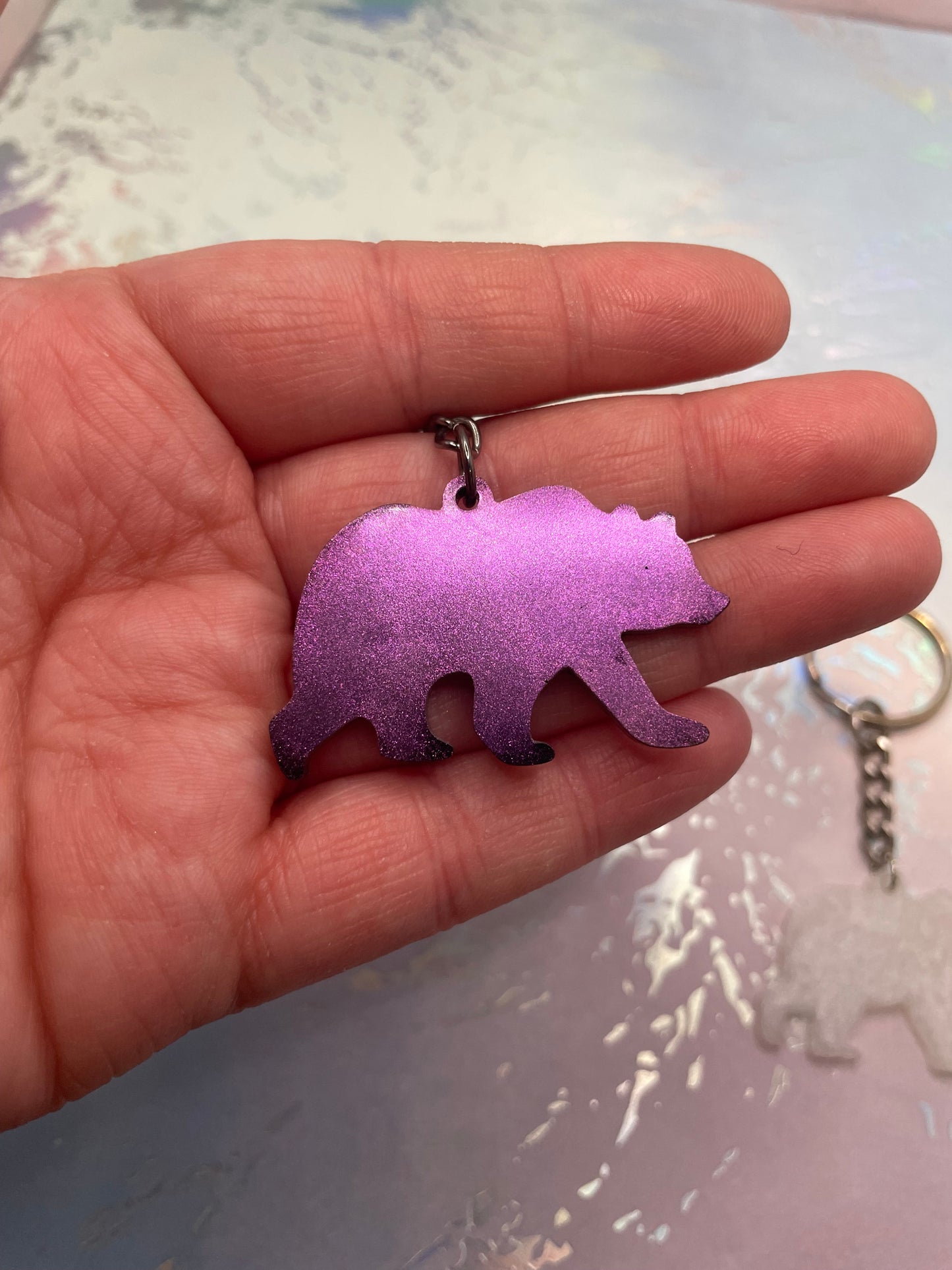 Bear Resin Keychain – Handmade