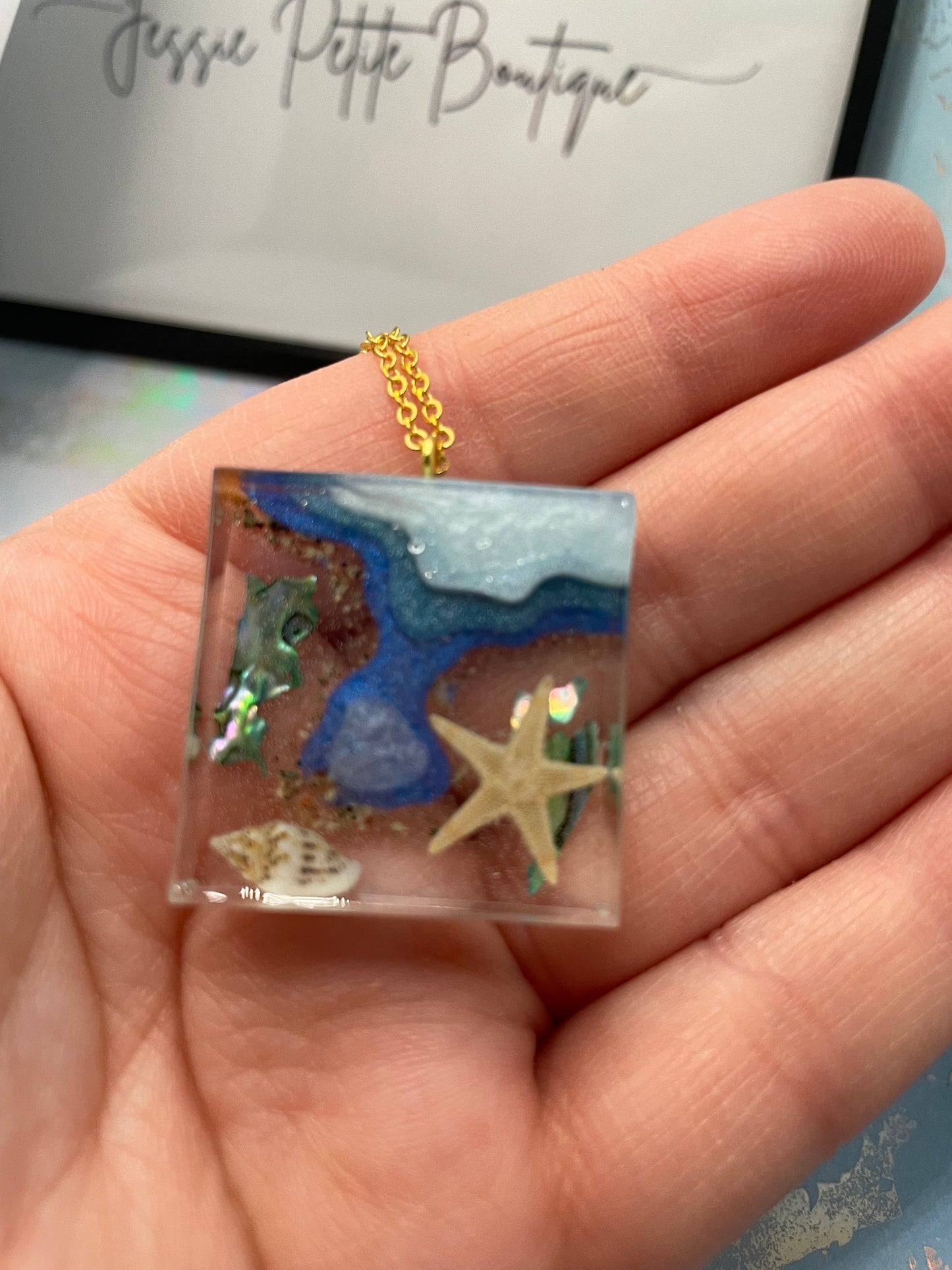 Collier carré Océan-20"Sans Nickel