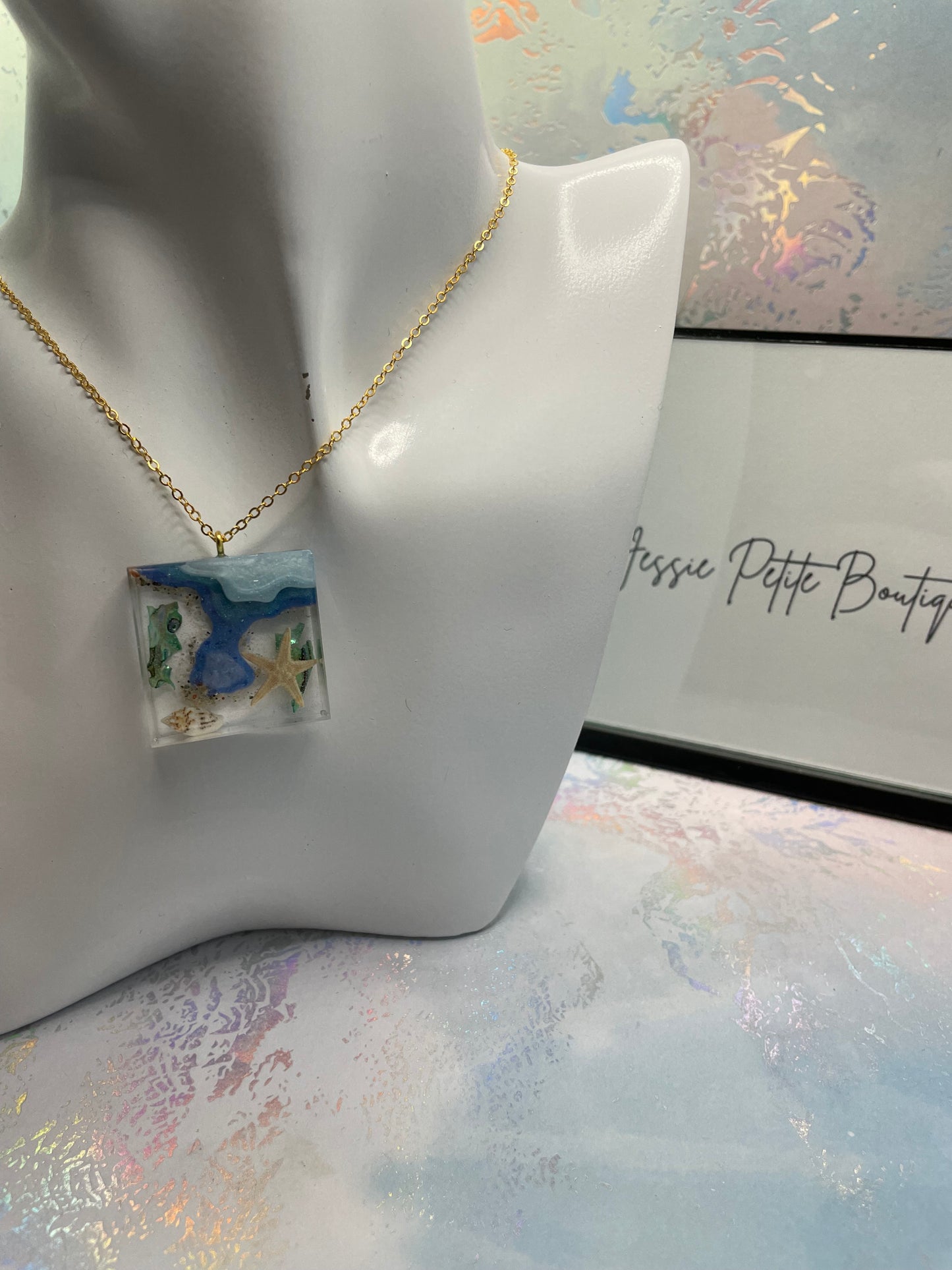 Collier carré Océan-20"Sans Nickel