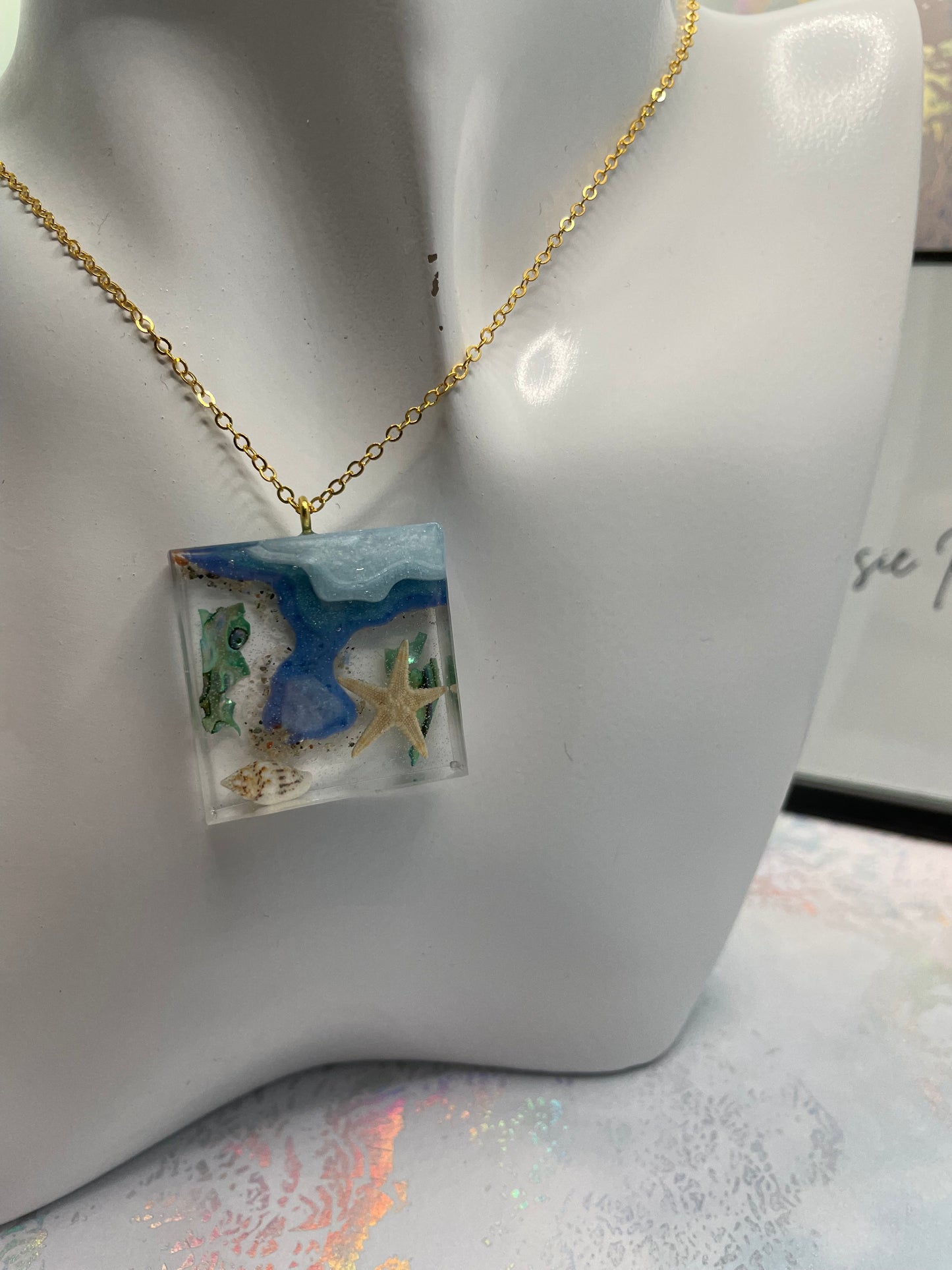 Collier carré Océan-20"Sans Nickel