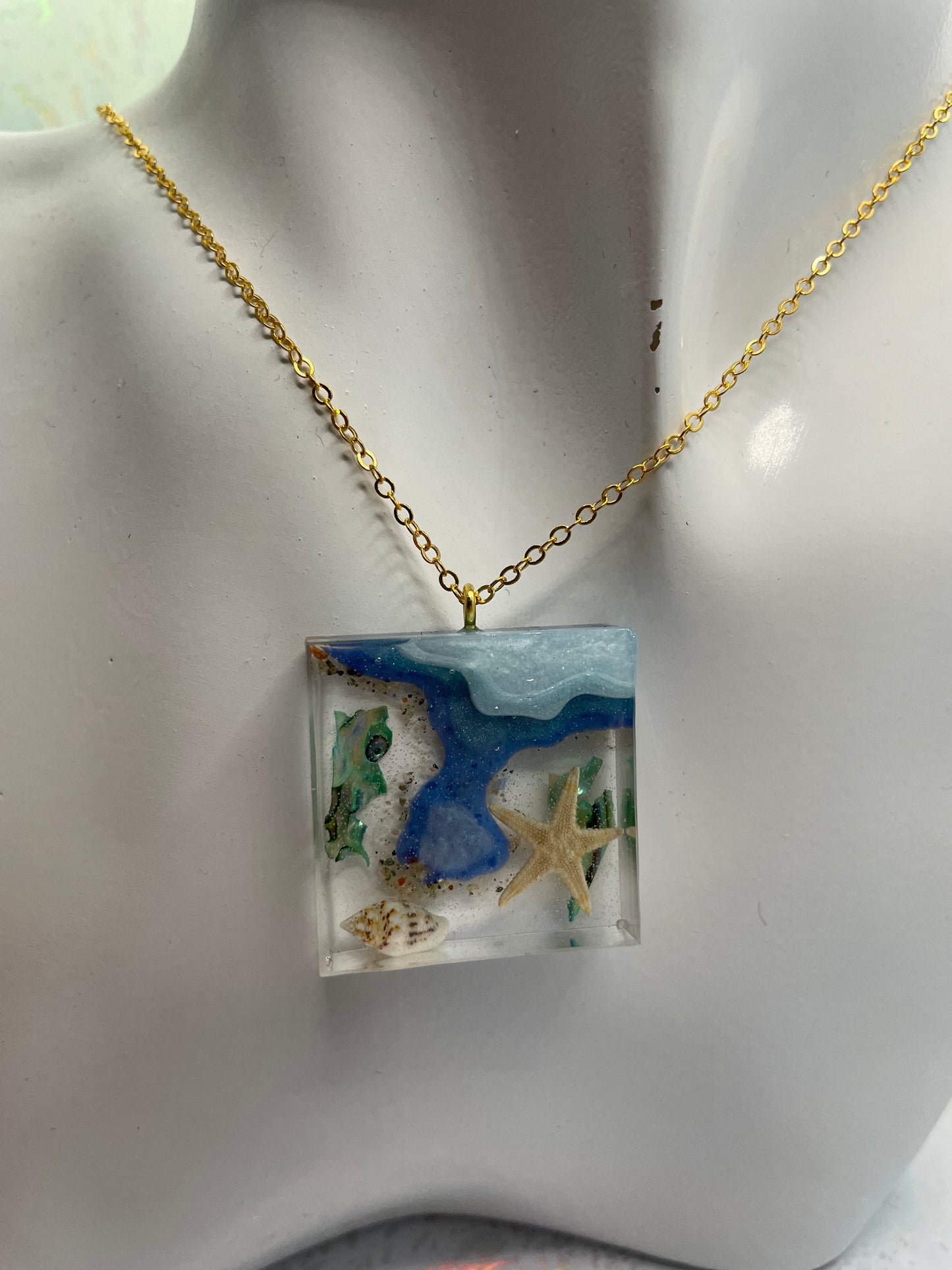 Collier carré Océan-20"Sans Nickel