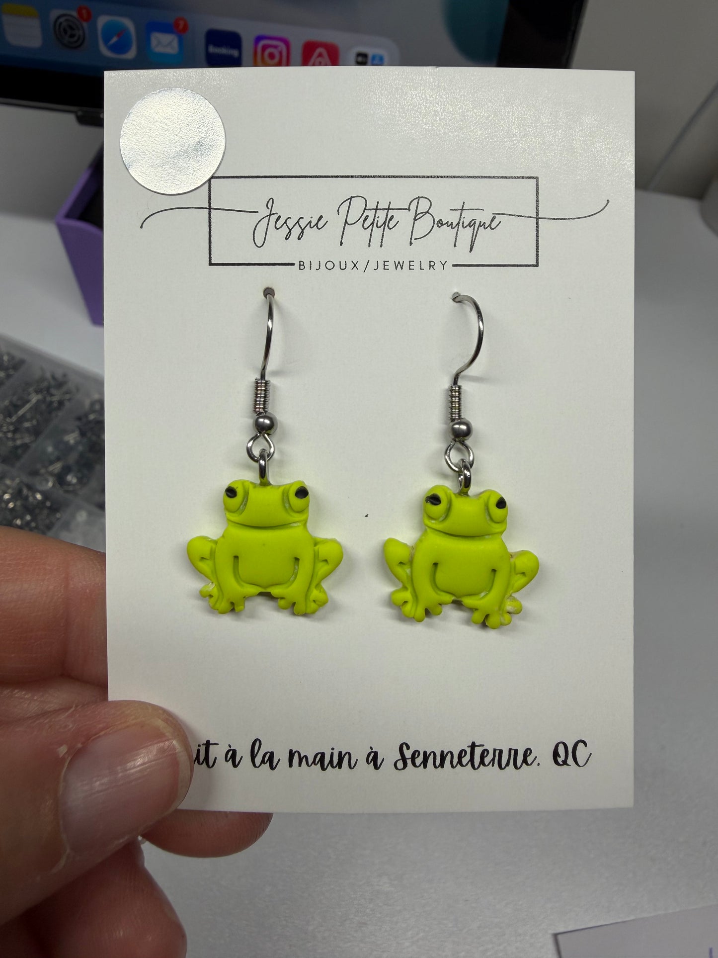 Small Frog Polymer Clay Earrings