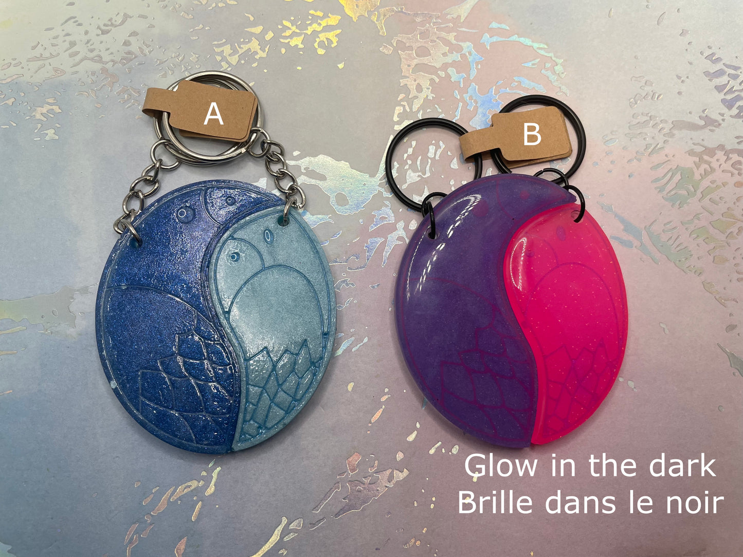 Matching Bird Keychain Set – Handmade Resin