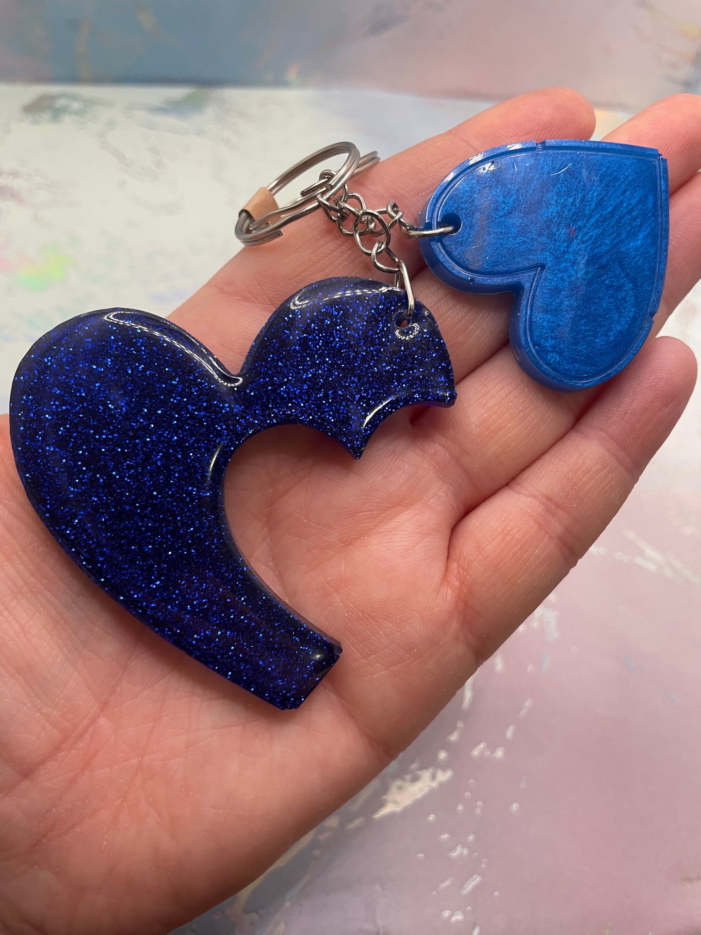 Matching Heart Resin Keychain Set