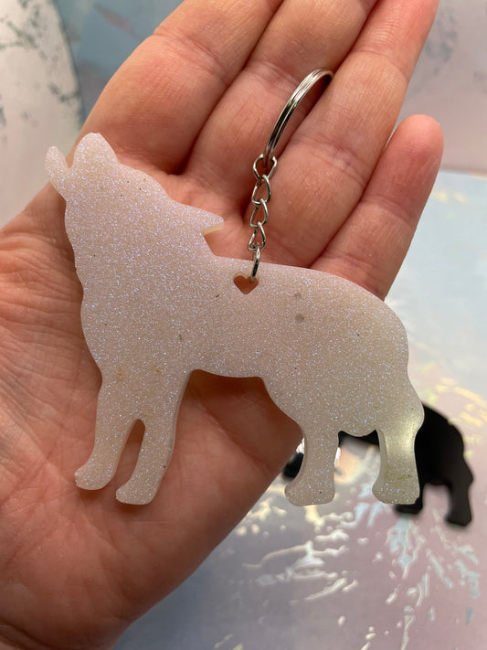 Wolf Silhouette Resin Keychain