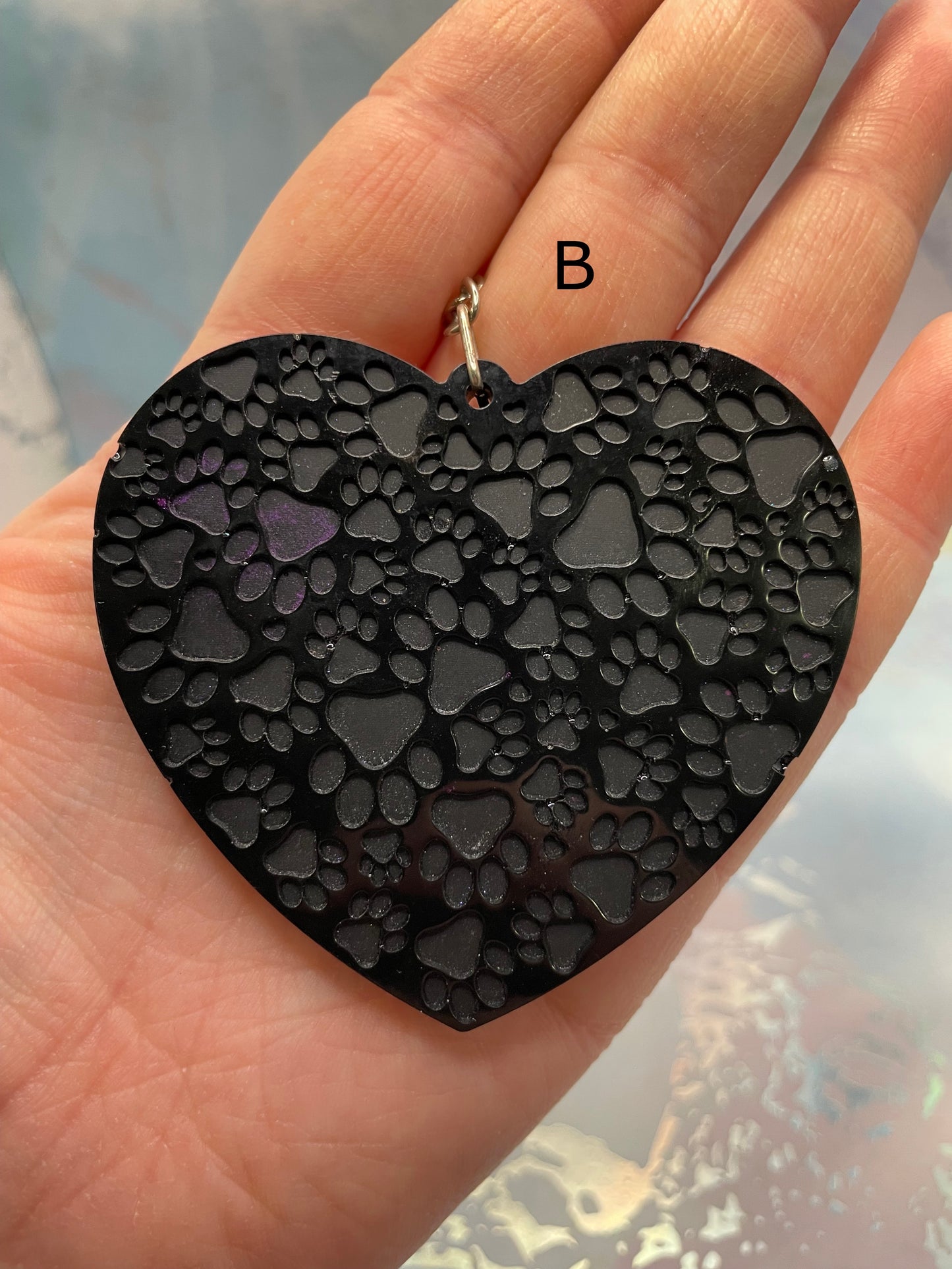 Heart Paw Print Resin Keychain