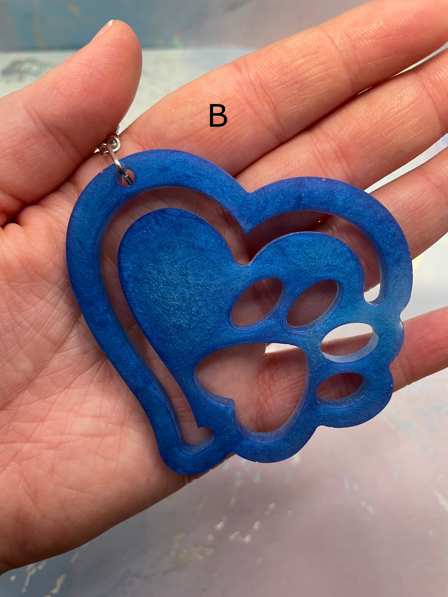 Heart & Paw Print Resin Keychain