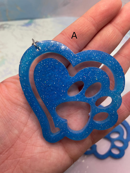 Heart & Paw Print Resin Keychain